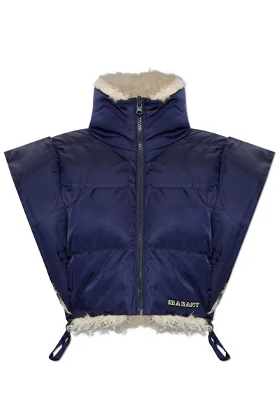 Isabel Marant Étoile Hoodiali Faux Shearling Collar Crop Puffer Vest In Multi