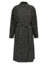 Isabel Marant Étoile 'horia' Black Double-breasted Coat With All-over Houndstooth Motiv In Wool Blend Woman In Multicolor