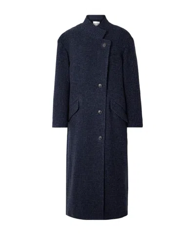 Isabel Marant Étoile Houndstooth Wool Coat In Blue
