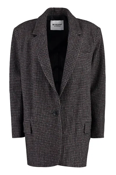 Isabel Marant Étoile Houndstooth Wool Single-breasted Blazer For Women In Brown
