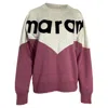 ISABEL MARANT ETOILE HOUSTON COLOR-BLOCK SWEATER IN BEIGE AND PINK COTTON