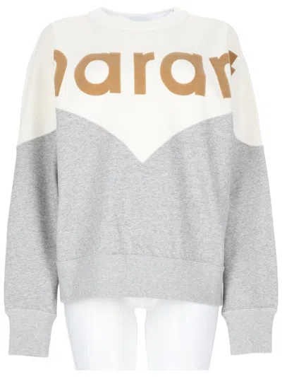 Isabel Marant Étoile Houston Color-block Casual Cotton-blend Sweatshirt In White