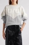 Isabel Marant Étoile Houston Colorblock Cotton Graphic Sweatshirt In Ecru/grey