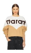 Isabel Marant Étoile Two-tone Cotton Blend Houston Sweatshirt In Ecru & Camel