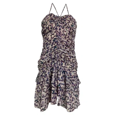 Isabel Marant Etoile Ilanka Ruched Mini Dress In Multicolor Cotton