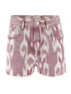 Isabel Marant Étoile Isabel Marant Etoile Women Printed Denim Lesia Shorts In Pink