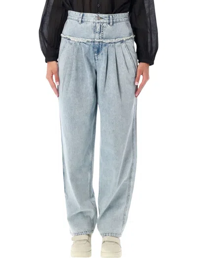 Isabel Marant Étoile Isabel Marant Etoile Iniza Pleated Jeans In Light Blue Denim In Black