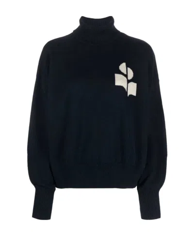 Isabel Marant Étoile Intarsia-knit Logo Ribbed-knit Jumper In Navy
