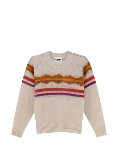 Isabel Marant Étoile Monette Striped Mohair Cashmere Crew Sweater In Pink