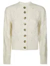 Isabel Marant Étoile Intricate Lace-pattern Knit Cardigan With Tortoiseshell Buttons In White