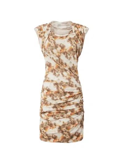 Isabel Marant Étoile Iria Ruched Mini Dress In Neutral