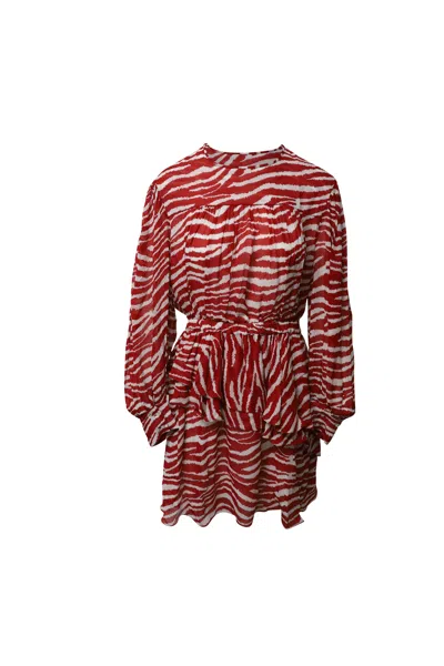 Isabel Marant Étoile  Java Printed Draped Dress In Red Viscose