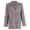 ISABEL MARANT ÉTOILE ISABEL MARANT LANEY CHECKED DOUBLE-BREASTED BLAZER IN RED LINEN