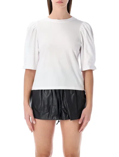 Isabel Marant Cotton Crew Neck T Shirt Puff Sleeves In White
