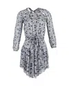 Isabel Marant Étoile Isabel Marant Printed Asymmetric Mini Dress In Navy Blue Cotton In Blue