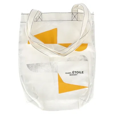 Isabel Marant Étoile  Printed Tote In White Canvas