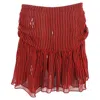 Isabel Marant Etoile  Stripe Mini Ruffled Skirt In Red Viscose In Red