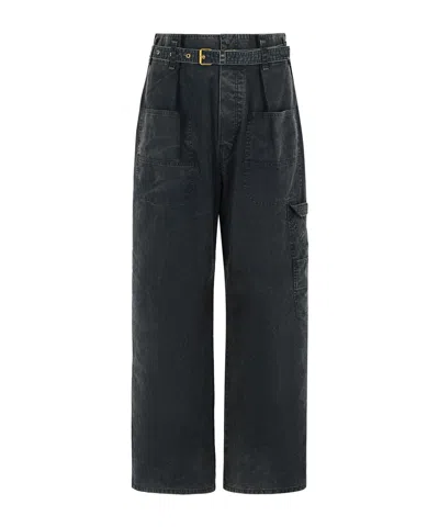 Isabel Marant Étoile Isabel Marant Toile Belted Wide-leg Cargo Trousers In Blue