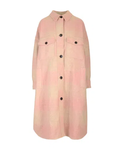 Isabel Marant Étoile Checked Long-sleeved Coat In Pink