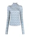 Isabel Marant Étoile Floral-printed High-neck Top In Blue