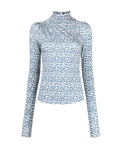 Isabel Marant Étoile Floral-printed High-neck Top In Blue