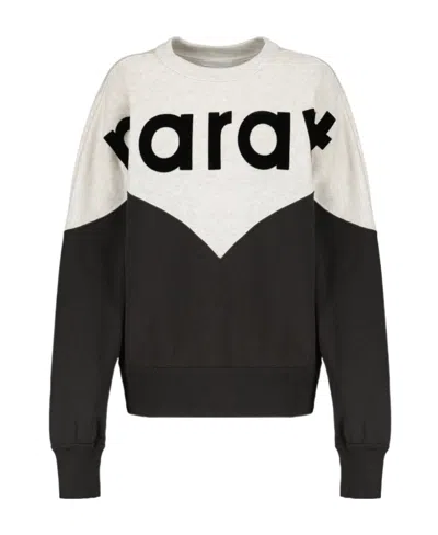 Isabel Marant Étoile Black And White Bi-color Sweatshirt With Contrasting Logo Lettering