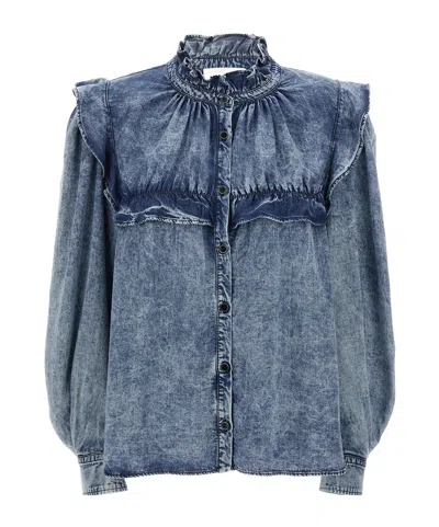 ISABEL MARANT ÉTOILE ISABEL MARANT ÉTOILE IDETY RUFFLED DENIM SHIRT