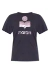 Isabel Marant Étoile Zewel Linen T-shirt With Frontal Logo In Purple