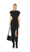 Isabel Marant Étoile Naerys Asymmetric Draped Jersey Midi Dress In 블랙