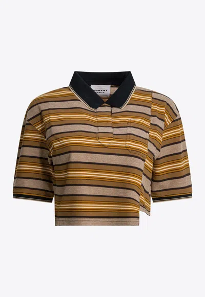 Isabel Marant Étoile Isalyne Cropped Polo T-shirt In Brown