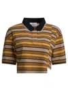 Isabel Marant Étoile Isalyne Striped Cotton Polo Shirt In Brown