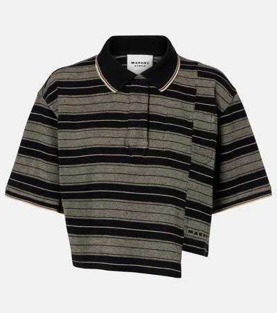 Isabel Marant Étoile Isalyne Striped Cotton Polo Shirt In Black
