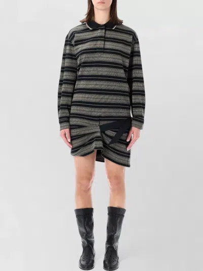 Isabel Marant Étoile Isea Striped Polo Mini Dress Belted In Black