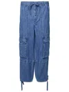 Isabel Marant Étoile Isabel Marant Etoile Ivy Cargo Pants In Washed Effect Canvas Fabric In Blue
