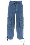 Isabel Marant Étoile Ivy Cargo Pants In Washed Effect Canvas Fabric In Blue