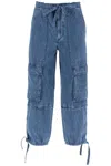 Isabel Marant Étoile Ivy Cargo Pants In Washed Effect Canvas Fabric In Blue