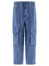 Isabel Marant Étoile Ivy Cargo Pants In Washed Effect Canvas Fabric In Blue