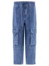Isabel Marant Étoile Ivy Cargo Pants In Washed Effect Canvas Fabric In Blue