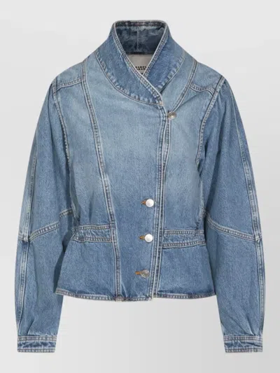 Isabel Marant Étoile Jacket High Collar Front Pockets Stitch Detailing In Blue
