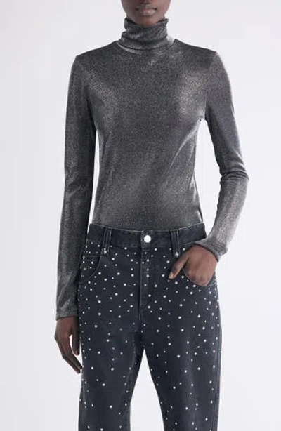 Isabel Marant Étoile Jadia Metallic Turtleneck Top In Gray