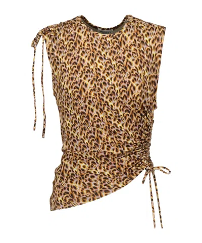 Isabel Marant Étoile Janis Abstract-print Blouse In Brown