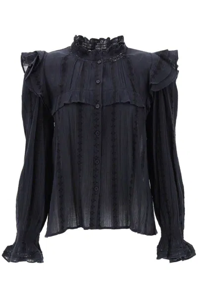 Isabel Marant Étoile Jatedy Shirt With Jacquard Details In Nero