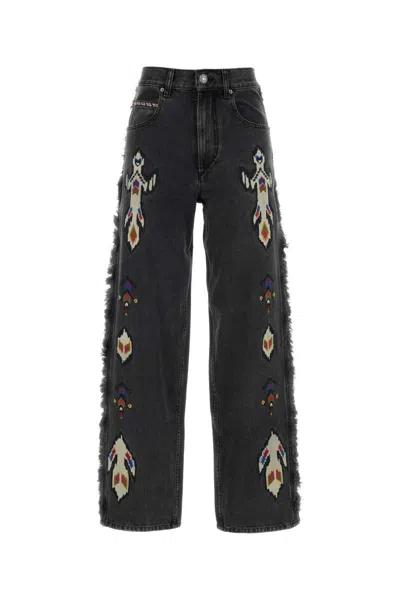 Isabel Marant Étoile Maella Jeans With Frayed Edges And Belt Loops In Black