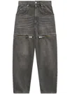Isabel Marant Étoile Decorative Zip-detailing Tapered Jeans In Black