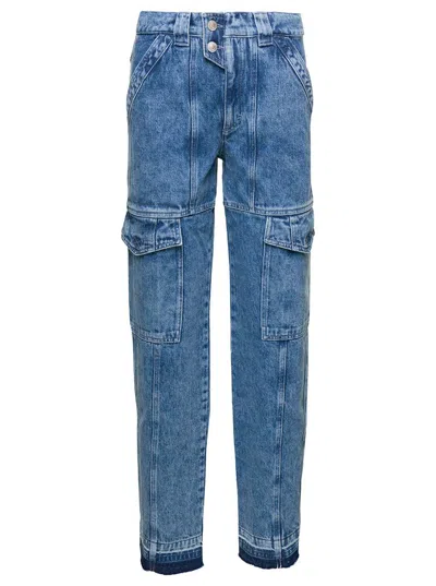 ISABEL MARANT ÉTOILE BLUE DENIM CARGO PANTS WITH POCKETS