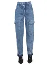 Isabel Marant Étoile Blue Denim Cargo Pants With Pockets In Azure