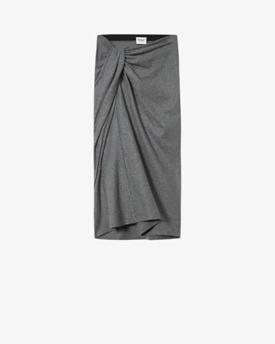 Isabel Marant Étoile Jeldia Draped Knot Midi Skirt In Gray