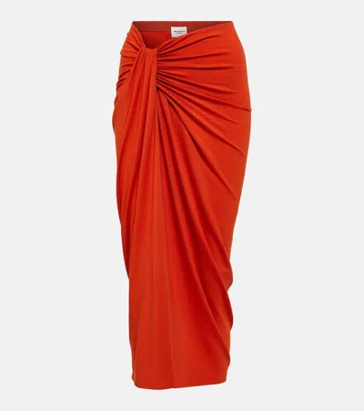 Isabel Marant Étoile Jeldia Jersey Midi Skirt In Orange