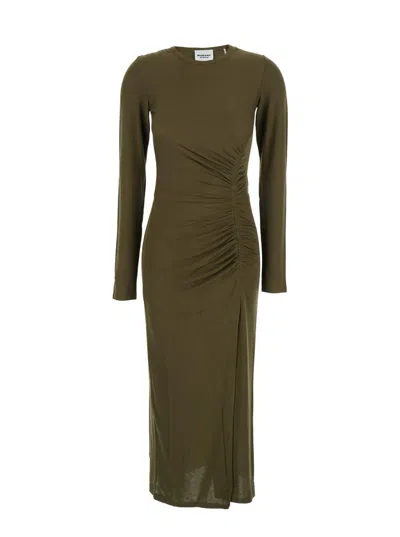 Isabel Marant Étoile Form-fitting Midi Dress With Gathered Side Draping In Brown