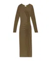 Isabel Marant Étoile Womens Khaki Jelina Ruched Stretch-woven Midi Dress